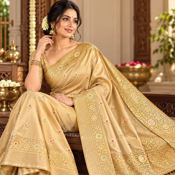 Beige_Raw_Mango_Silk_Saree_With_Blouse_Piece_For_Women