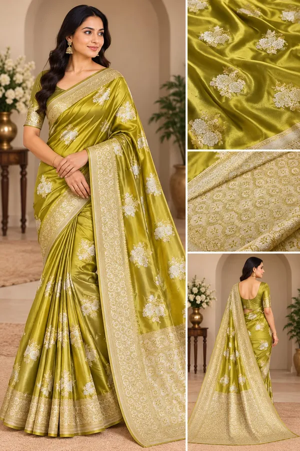 Green_Mashru_Silk_Saree_With_Blouse_Piece_For_Women
