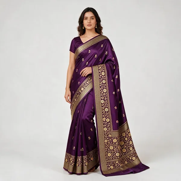 Purple_Organza_Saree_With_Blouse_Piece_For_Women