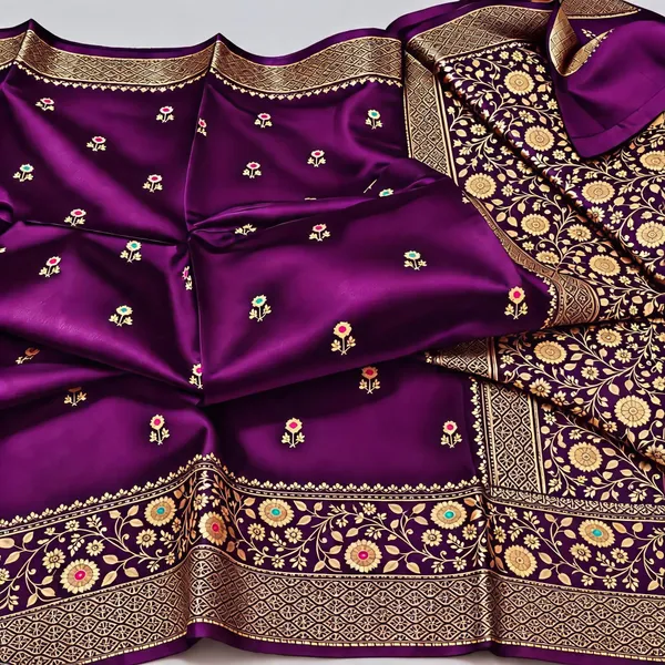 Purple_Organza_Saree_With_Blouse_Piece_For_Women