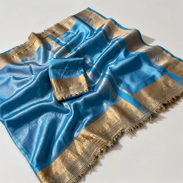 Blue_Mashru_Silk_Saree_With_Blouse_Piece_For_Women