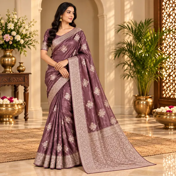 Wine_Mashru_Silk_Saree_With_Blouse_Piece_For_Women
