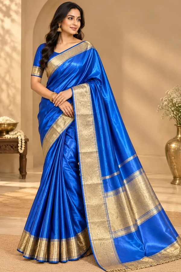 Royal_Blue_Mashru_Silk_Saree_With_Blouse_Piece_For_Women