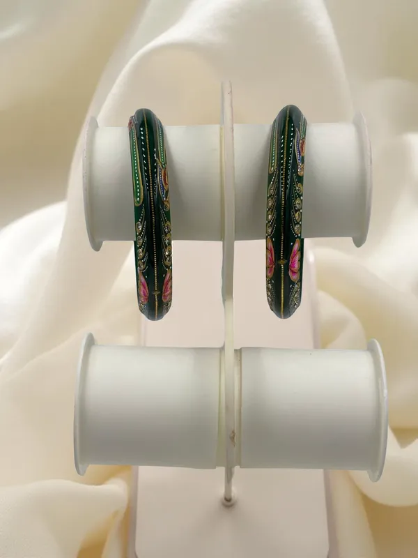 Green_Floral_Enamel_Bangles_for_Women