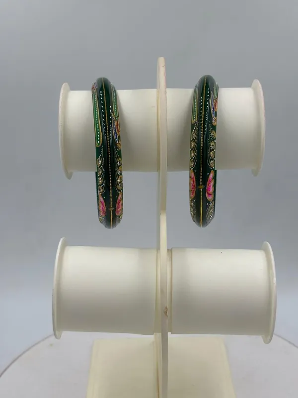Shreenathji_Gold_Minimalist_Everyday_Traditional_Hand_Painted_22K_Gold_Bound_Green_Plastic_Base_Bangles_(Pack_Of_2)