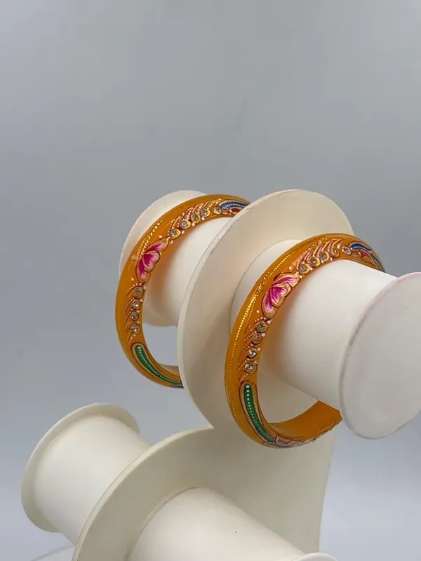 Shreenathji_Gold_Minimalist_Everyday_Traditional_Hand_Painted_22K_Gold_Bound_Light_Yellow_Plastic_Base_Bangles
