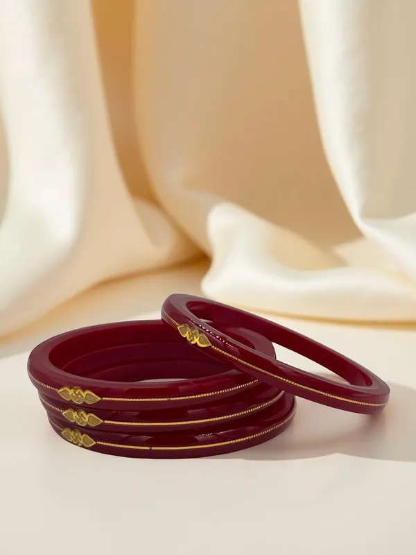 Maroon_Gold_Accent_Bangle_Set_For_Women