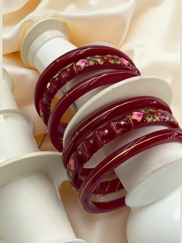 Maroon_Floral_Embellished_Bangles_for_Women