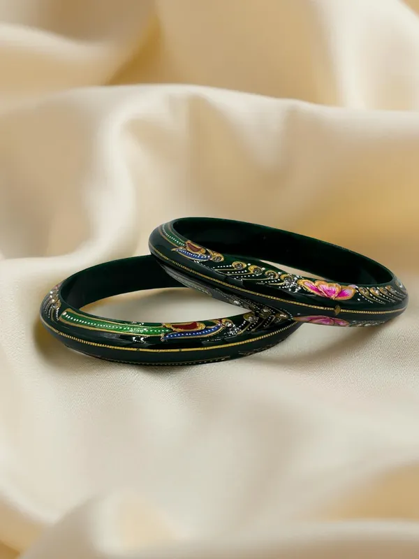Green_Floral_Enamel_Bangles_for_Women