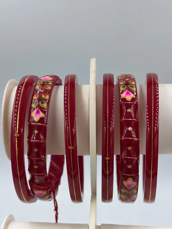 Maroon_Floral_Embellished_Bangles_for_Women