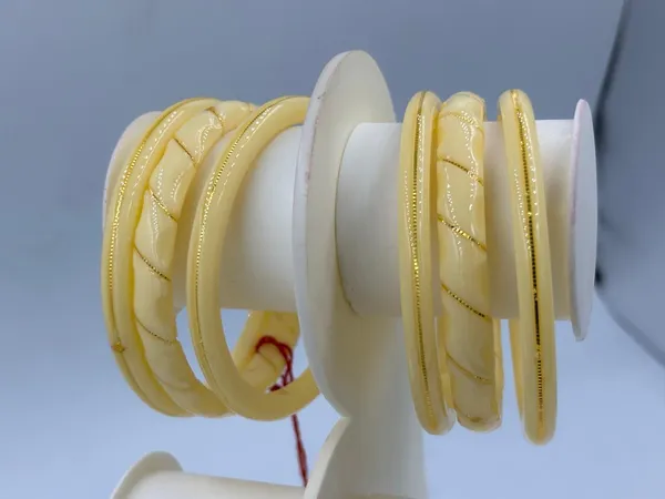 Cream_Textured_Gold-Tone_Bangles_Set_for_Women
