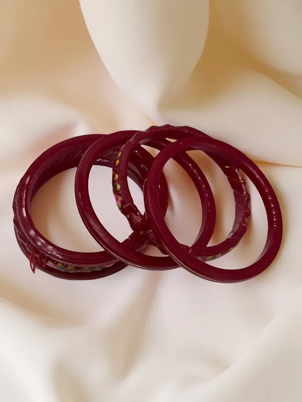 Maroon_Floral_Embellished_Bangles_for_Women