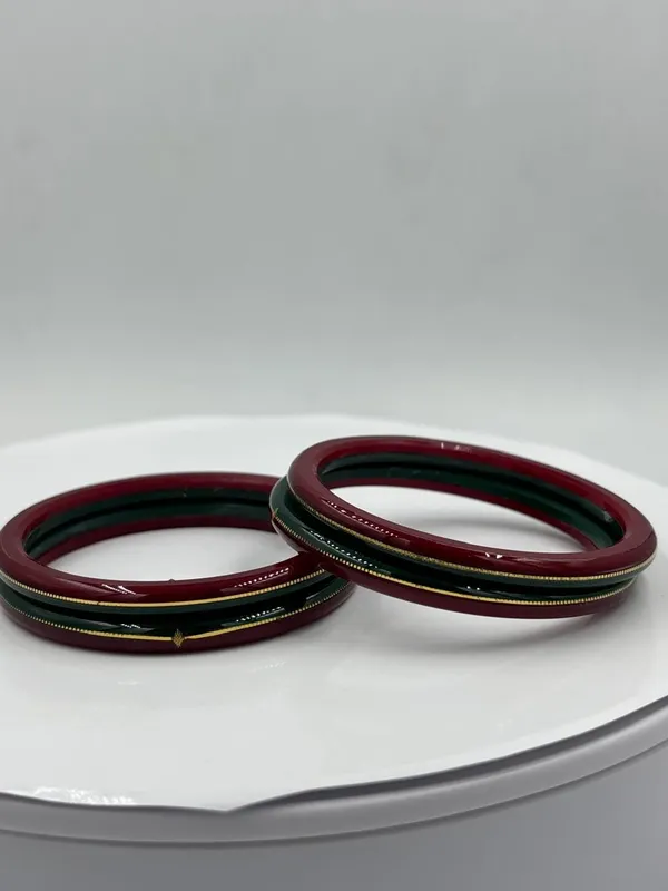 Maroon_And_Green_Gold_Detail_Bangle_Set_for_Women