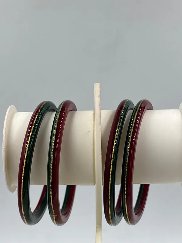 Maroon_And_Green_Gold_Detail_Bangle_Set_for_Women