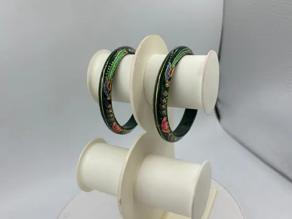 Green_Floral_Enamel_Bangles_for_Women