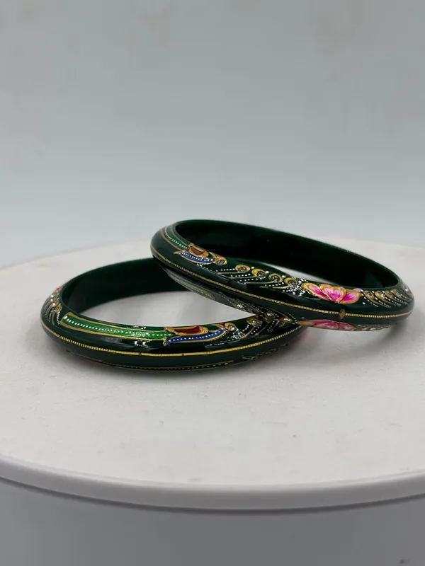 Green_Floral_Enamel_Bangles_for_Women