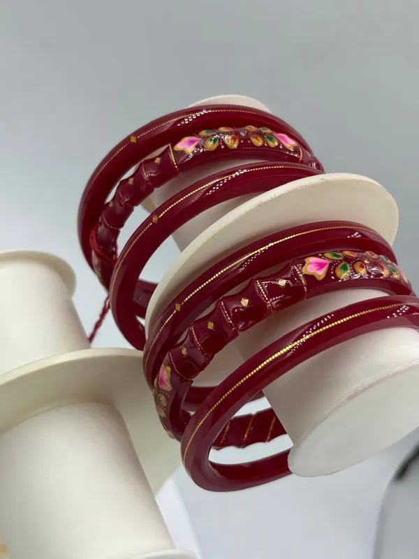 Maroon_Floral_Embellished_Bangles_for_Women