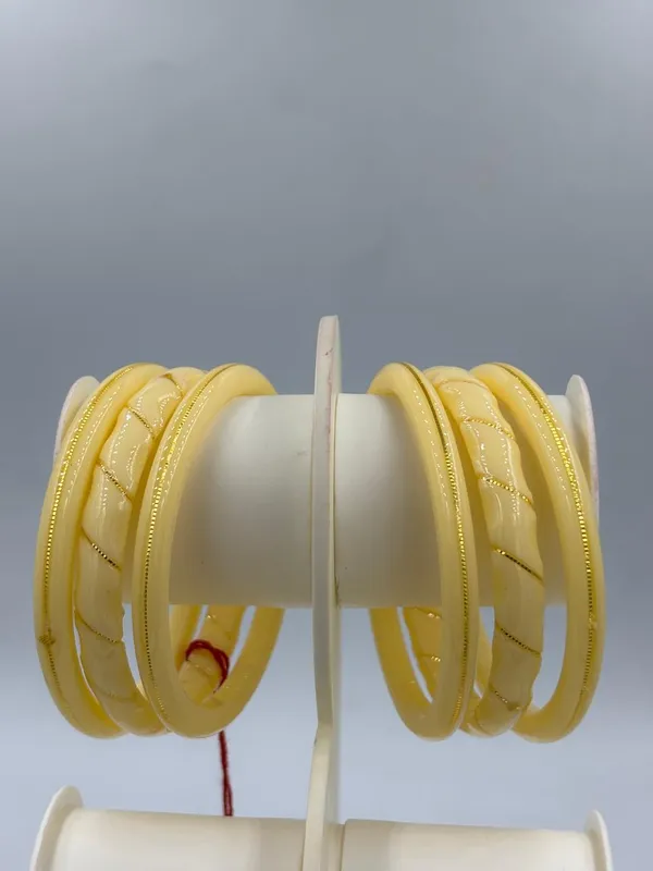 Cream_Textured_Gold-Tone_Bangles_Set_for_Women