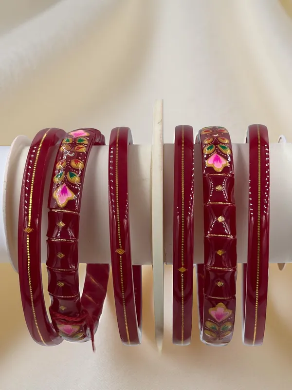 Maroon_Floral_Embellished_Bangles_for_Women