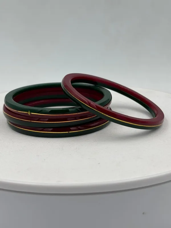 Maroon_And_Green_Gold_Detail_Bangle_Set_for_Women