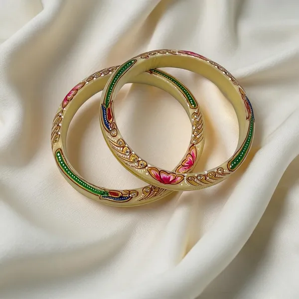 Cream_22K_Gold_Plastic_Hand_Painted_Floral_Bangle_Set_For_Women_Pack_Of_2