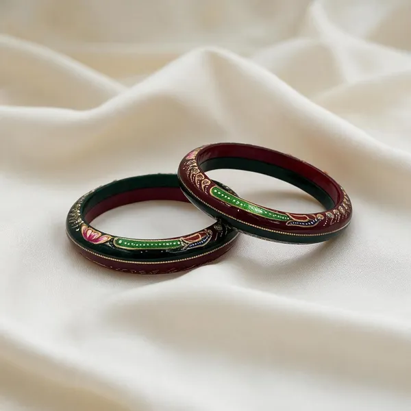 Red_&_Green_22K_Gold_Plastic_Hand_Painted_Bangle_Set_For_Women_Pack_Of_2