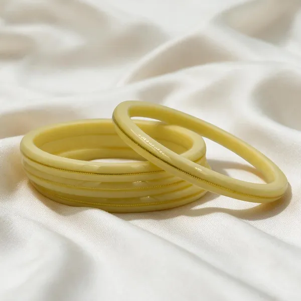 Cream_Ivory_Gold-Tone_Plastic_Slim_Bangle_Set_For_Women_Pack_Of_2