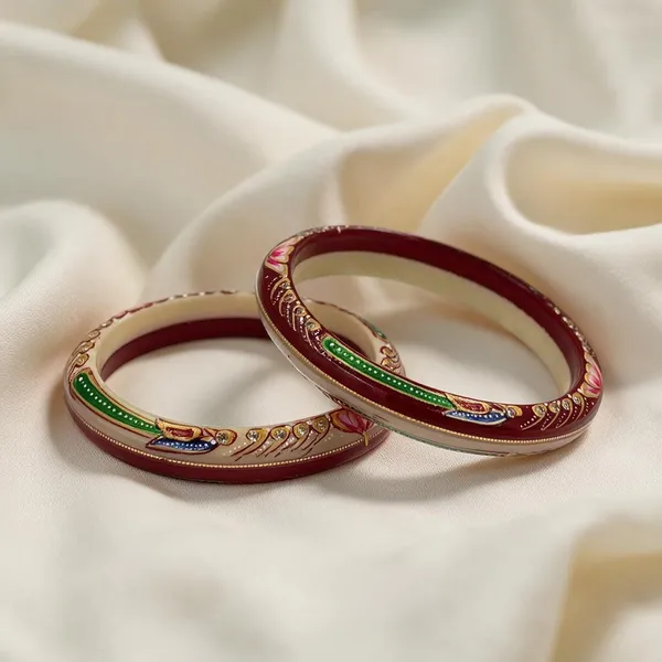 Red_&_Cream_Gold-Tone_Hand_Painted_Enamel_Bangle_Set_For_Women_Pack_Of_2
