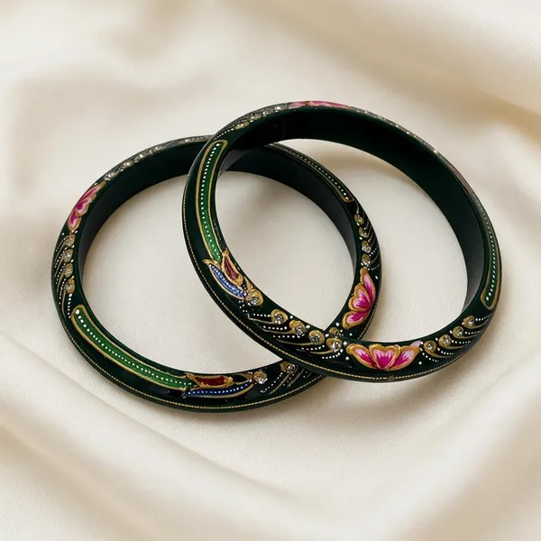 Green_Gold-Toned_Plastic_Hand_Painted_Floral_Bangle_Set_For_Women_Pack_Of_2