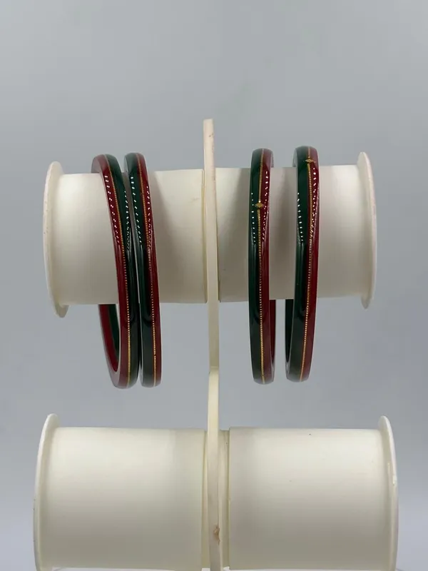 Maroon_And_Green_Gold_Detail_Bangle_Set_for_Women