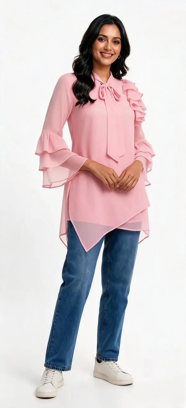 Pink_Georgette_Relaxed_Fit_Ruffle_Top_For_Women