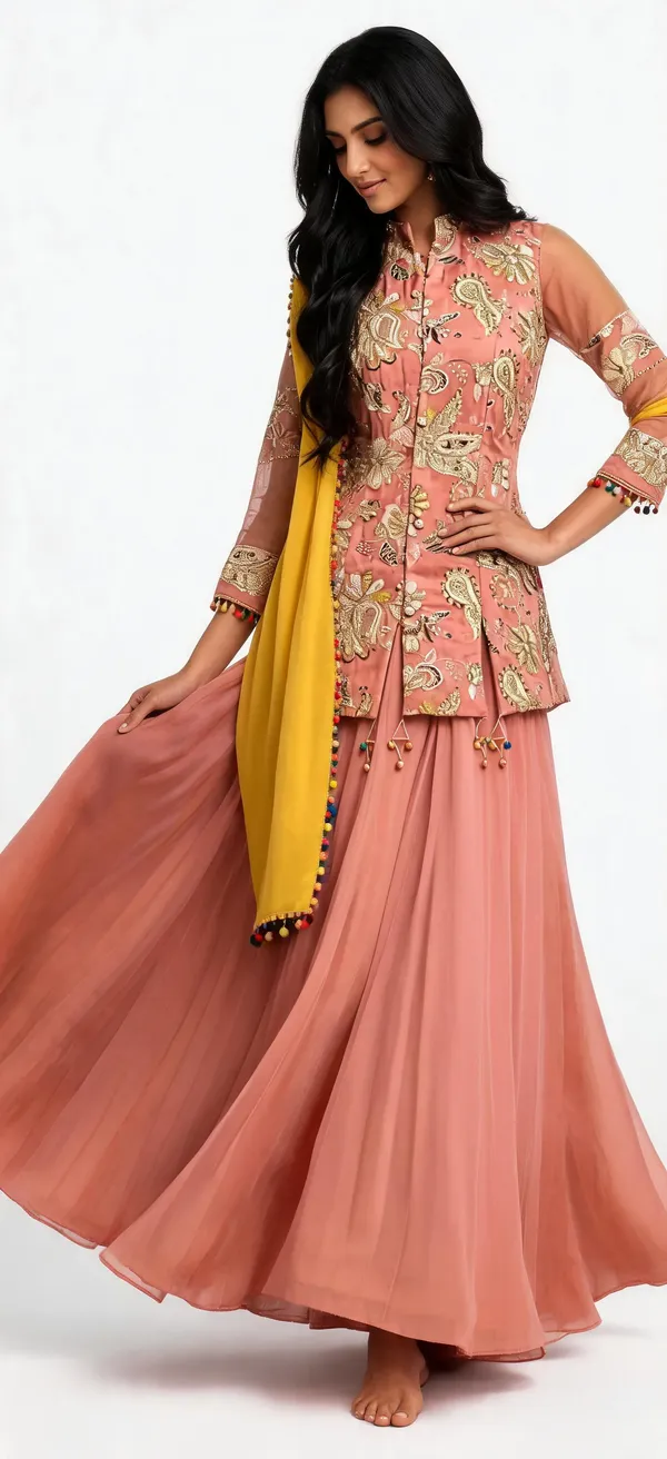 Peach_Silk_Printed_Ethnic_Lehenga_Set_For_Women