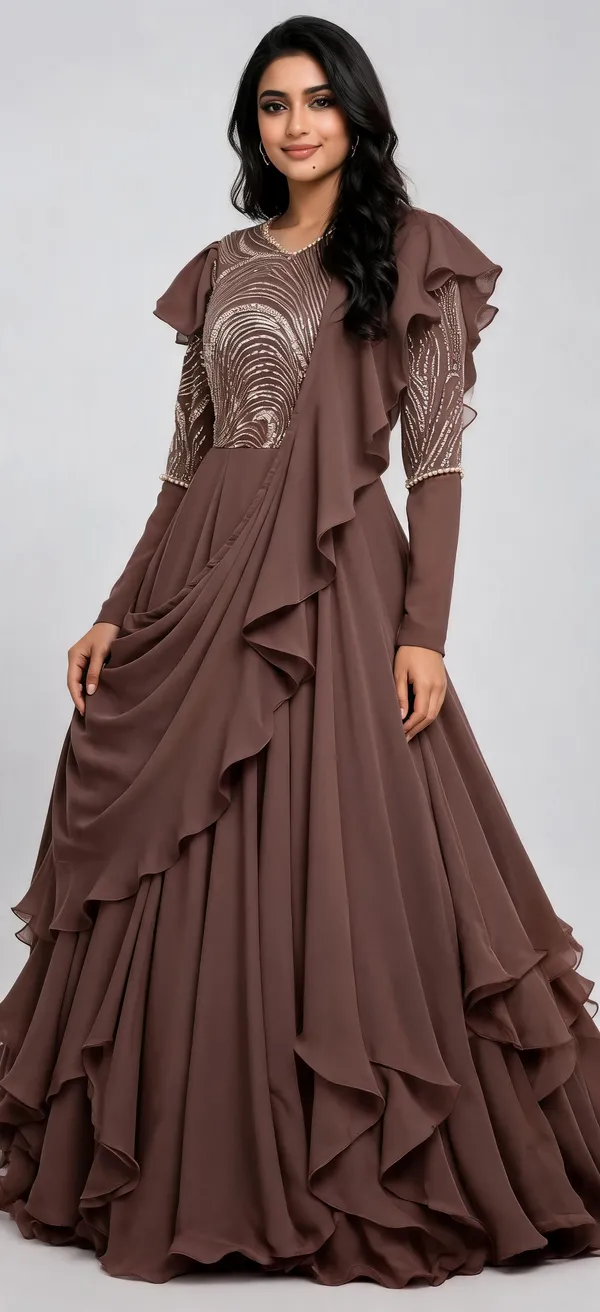 Brown_Star_Georgette_Flared_Embellished_Gown_For_Women
