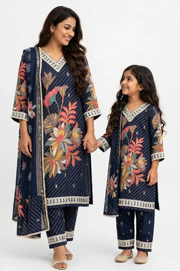 Navy_Blue_Printed_Kurta_Set_for_Women_And_Girls