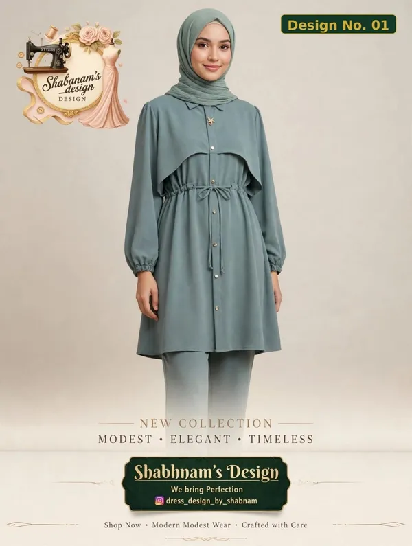Sage_Green_Modest_Button_Front_Tunic_For_Women