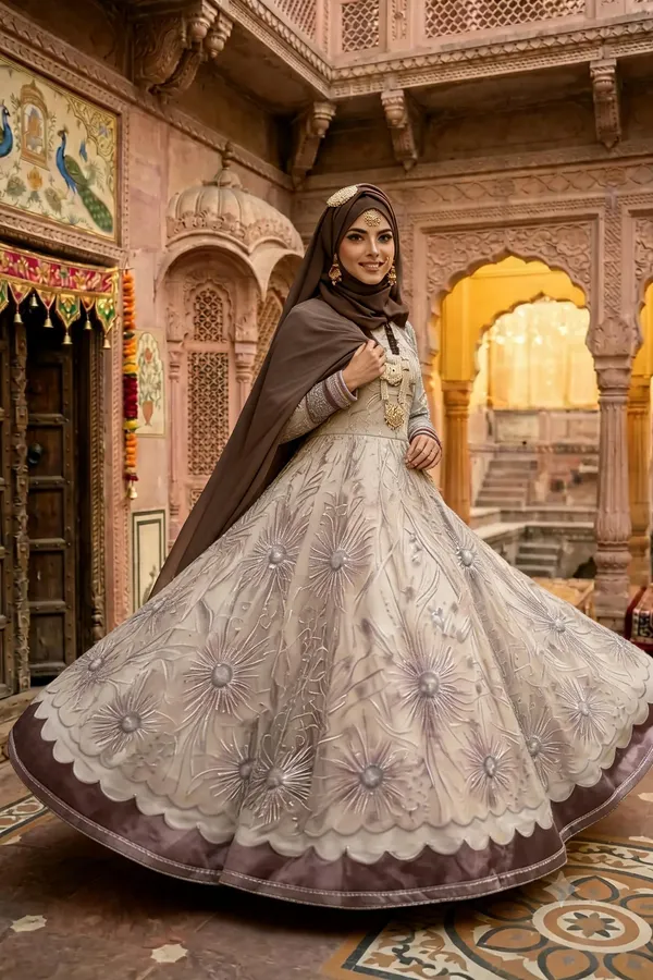 Ivory_Net_Floral_Embroidered_Flared_Lehenga_Set_For_Women