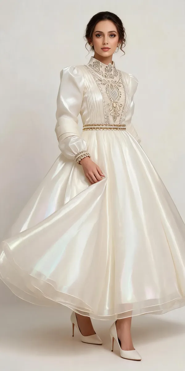 White_Jimmy_Choo_Embellished_Flared_Gown_For_Women