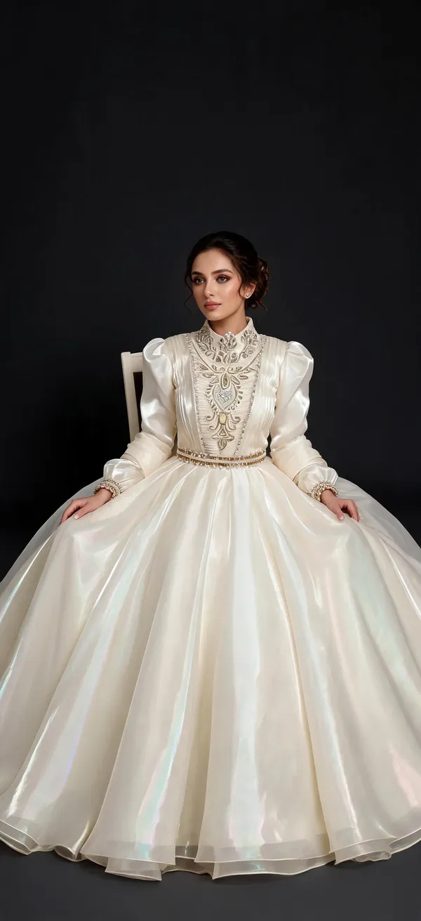 White_Jimmy_Choo_Embellished_Flared_Gown_For_Women