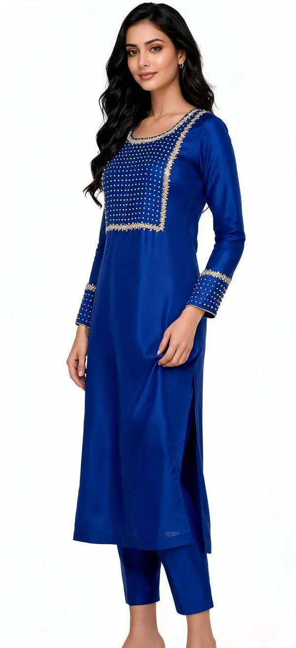 Blue_Silk_Straight_Embellished_Kurta_Set_For_Women