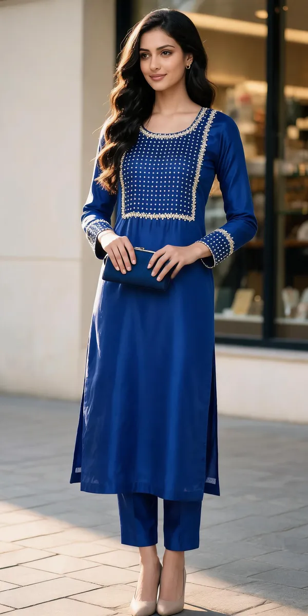 Blue_Silk_Straight_Embellished_Kurta_Set_For_Women