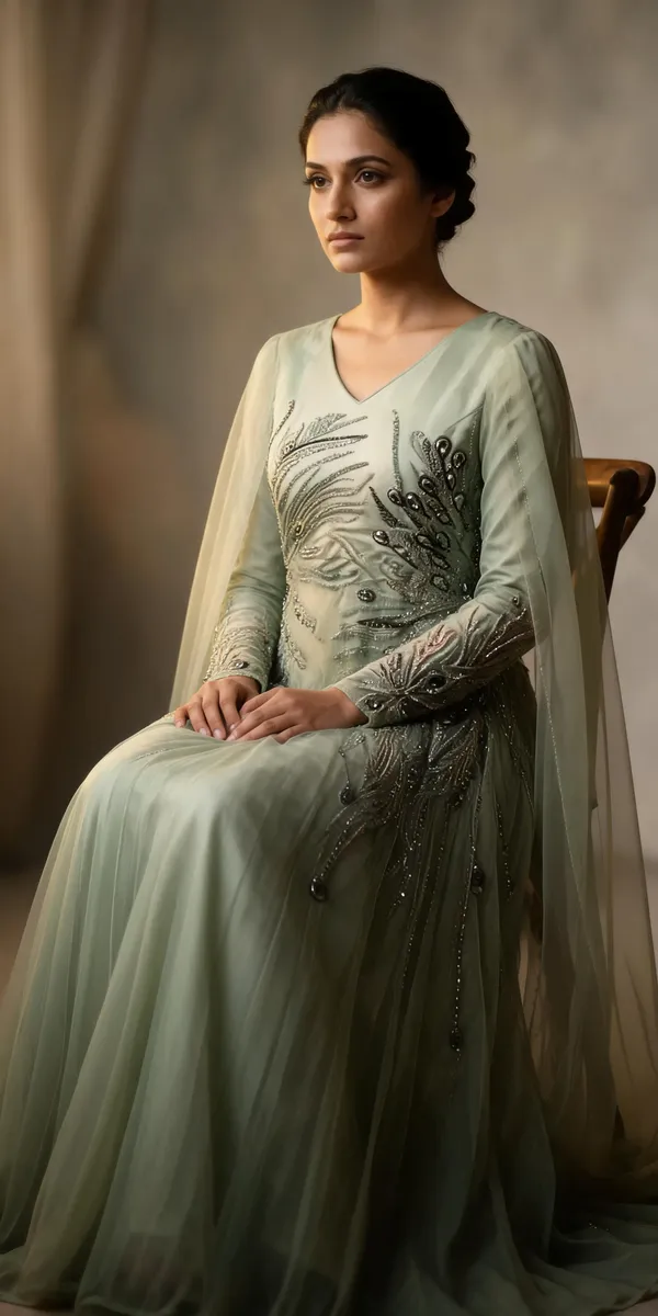 Sage_Green_Georgette_Embellished_Flared_Anarkali_Dress_For_Women