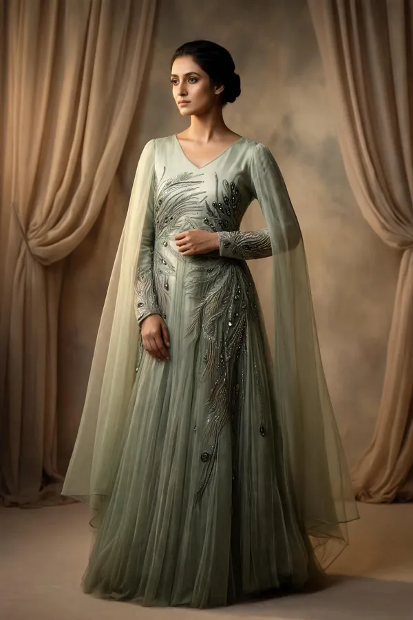 Sage_Green_Georgette_Embellished_Flared_Anarkali_Dress_For_Women