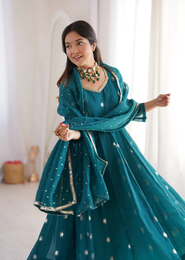 Teal_Embellished_Anarkali_Suit_Set_For_Women