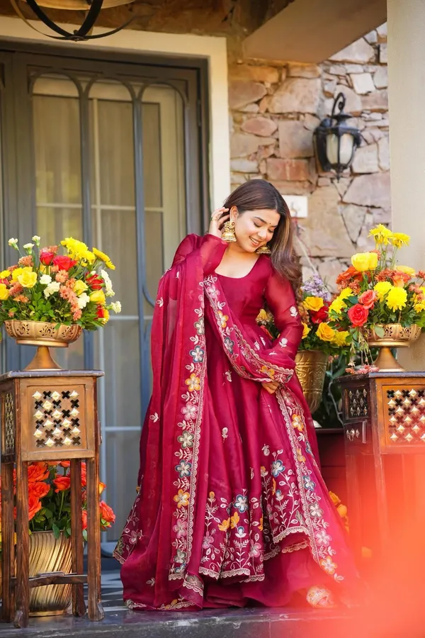 Maroon_Embroidered_Anarkali_Suit_Set_For_Women