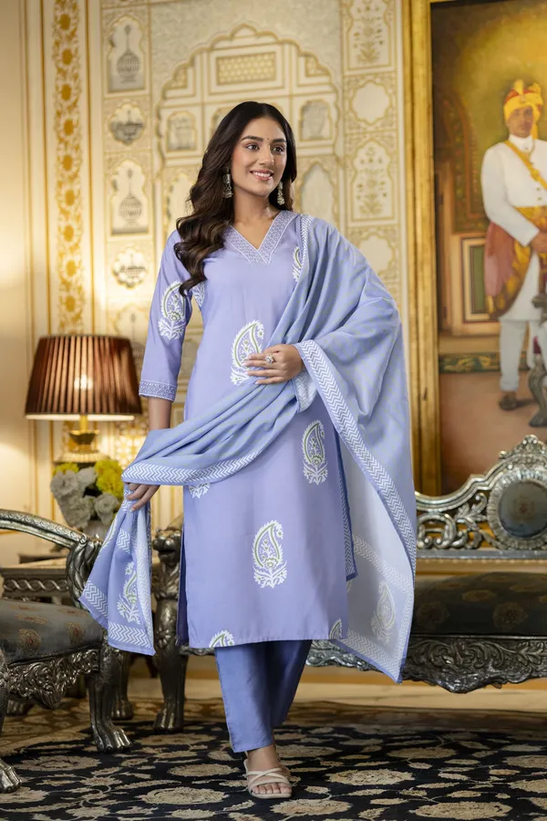 Lavender_Printed_Ethnic_Kurta_Set_For_Women