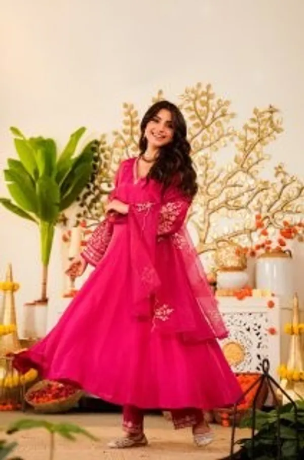 Pink_Embroidered_Anarkali_Kurta_Set_For_Women