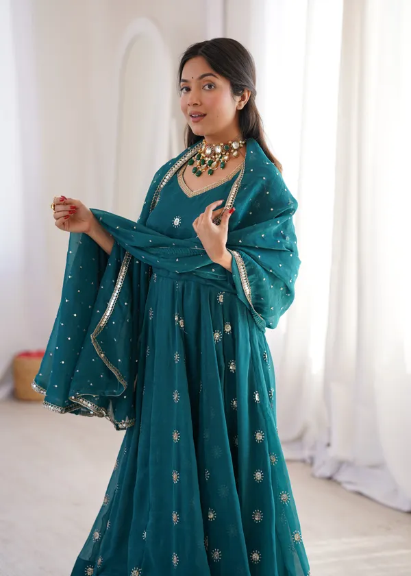 Teal_Embellished_Anarkali_Suit_Set_For_Women