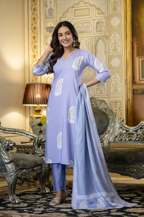 Lavender_Printed_Ethnic_Kurta_Set_For_Women