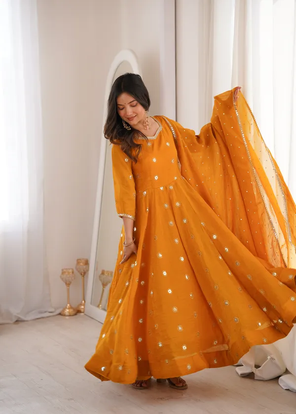 Orange_Embellished_Anarkali_Suit_Set_For_Women