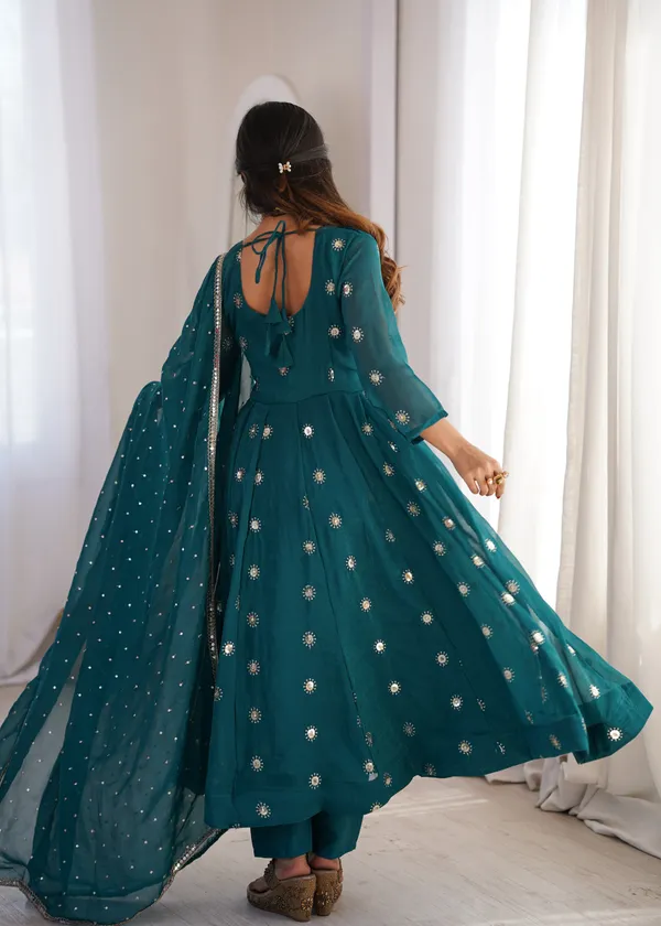 Teal_Embellished_Anarkali_Suit_Set_For_Women